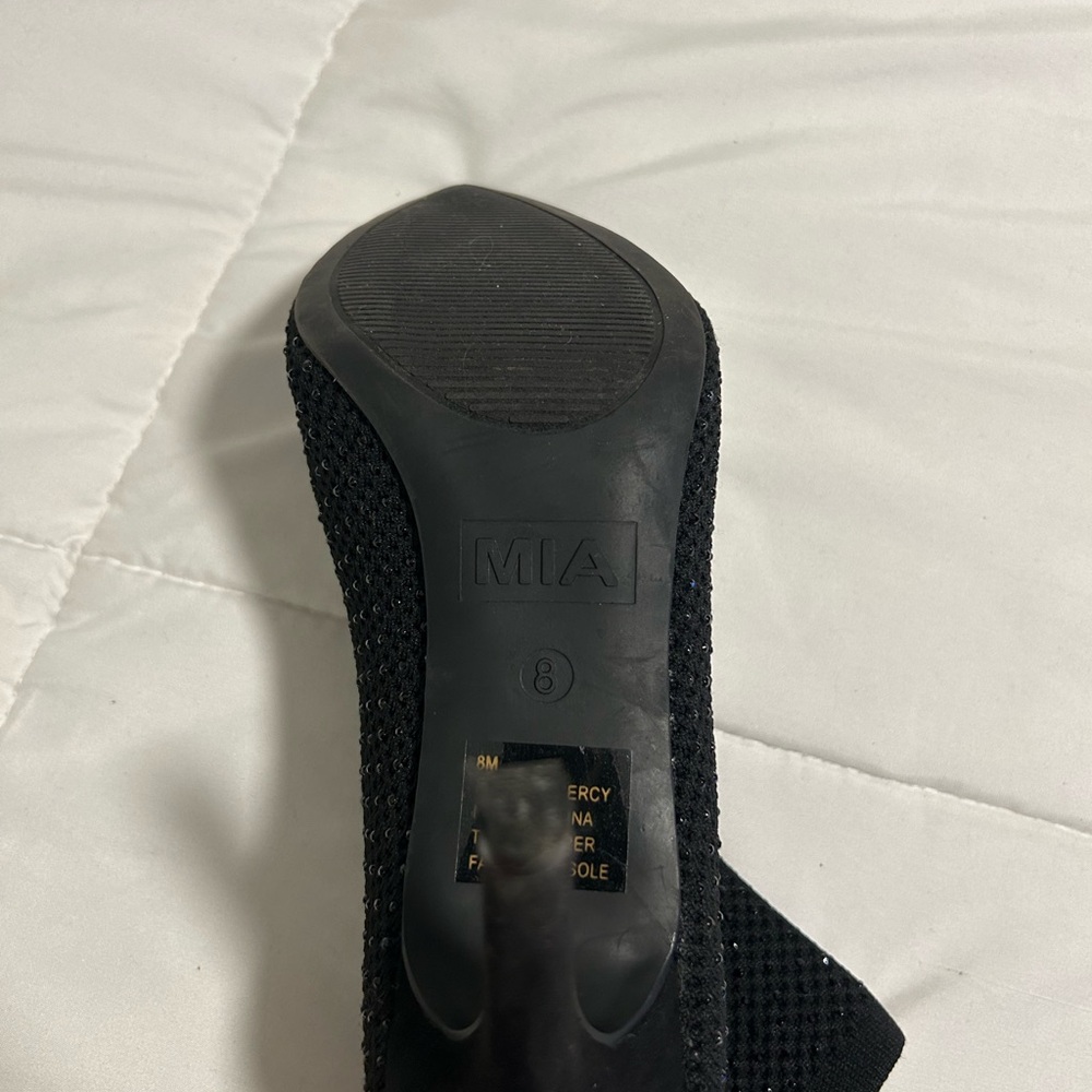 MIA Black Sparkle Knit Heeled Boots - Picture 2 of 5